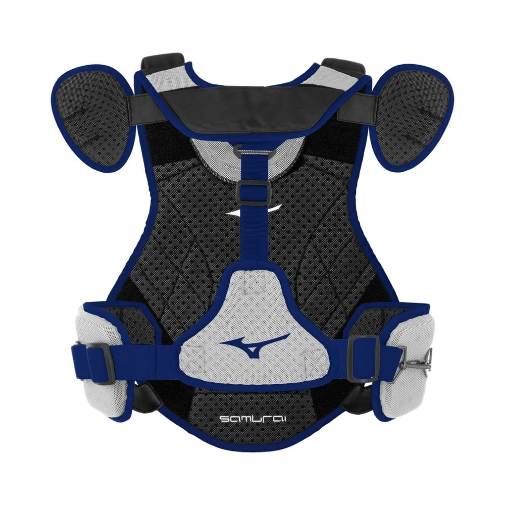 Mizuno Samurai Youth Catchers Chest Protector - 14" - Grey / Navy - Image 2